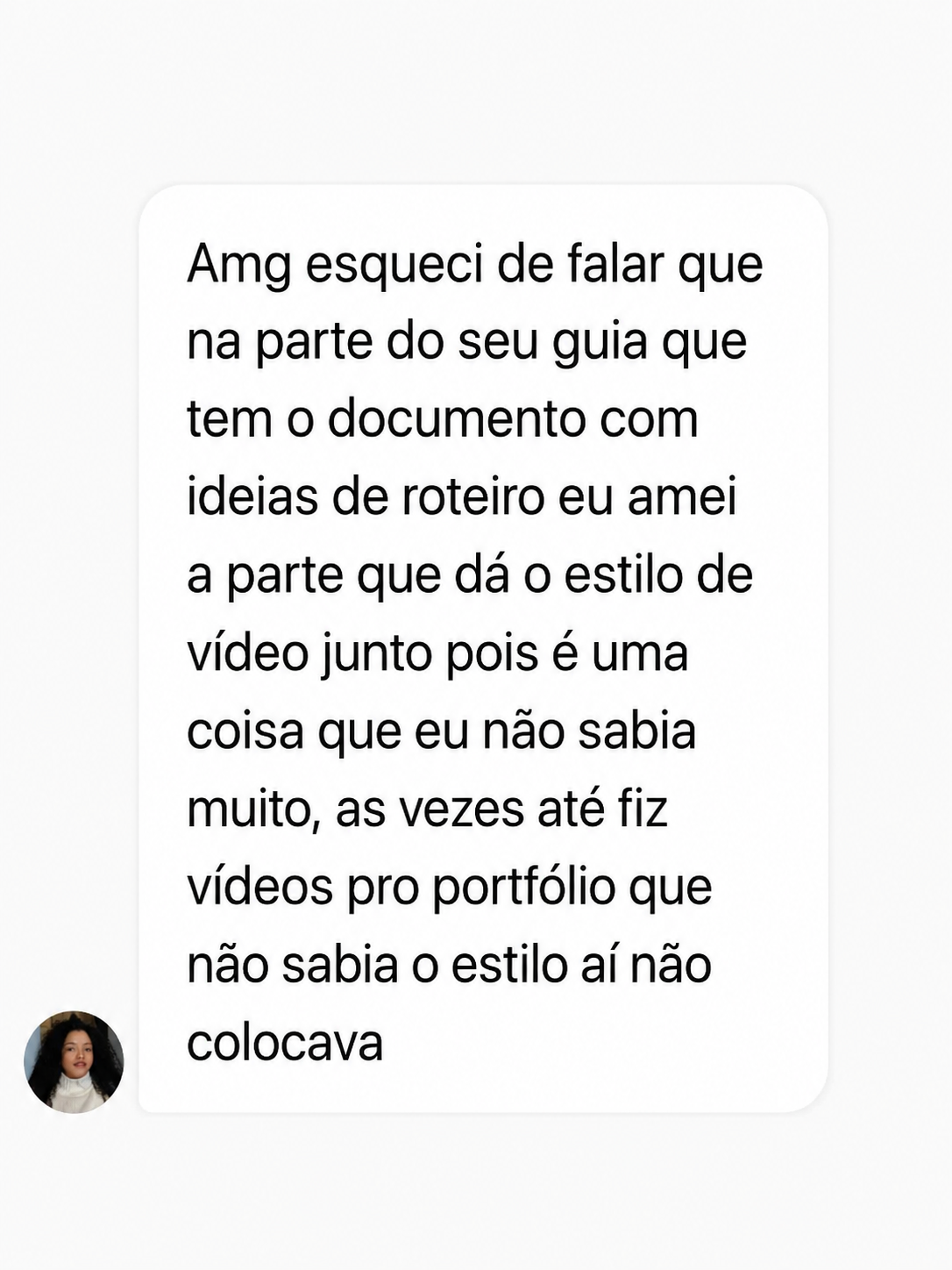 Print de conversa real sobre o documento de estilo de vídeo do passo 02